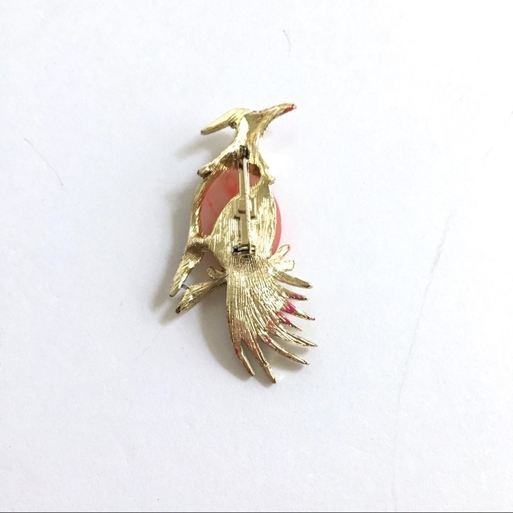 Vintage Jelly Belly Bird Brooch Pink Enamel Pink - Picture 7 of 9